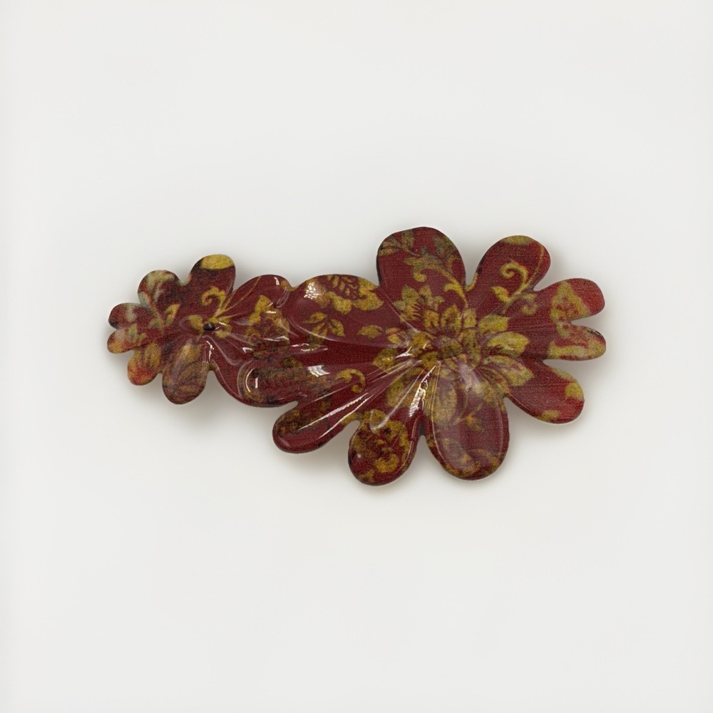 Medusa's Heirlooms Vintage Double Floral Women's Hair Clip Made in France